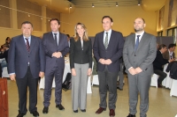 De izquierda a derecha, Francisco Zurera, Ricardo Domnguez, Rosa Gallardo, Jos Carlos Gmez Villamandos y Enrique Quesada al inicio de 'Los Desayunos de la ETSIAM'